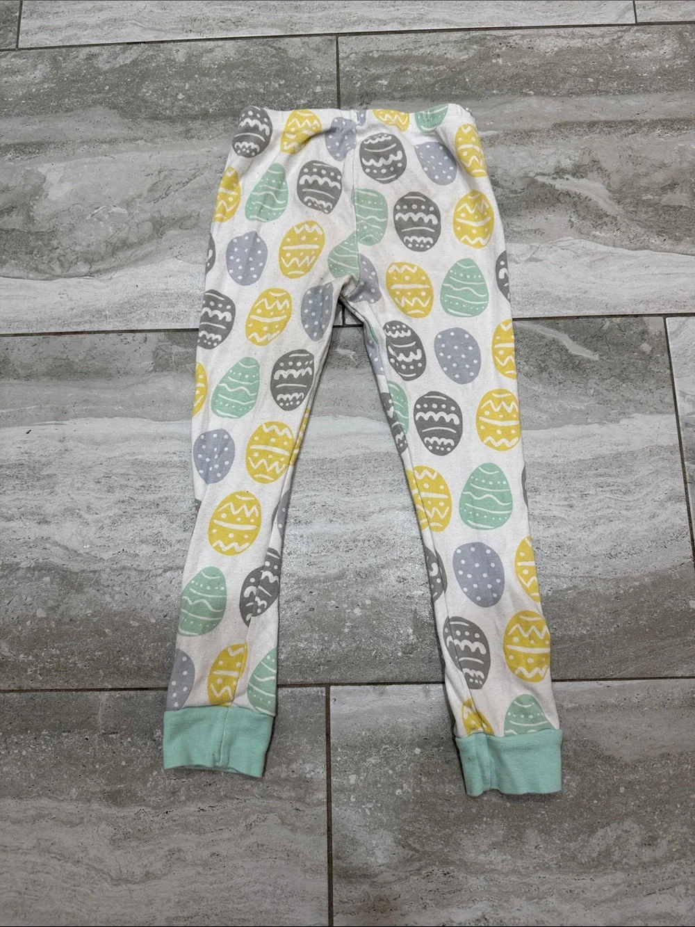 Carter's White Short-Sleeve Pajama Set with Mint, Yellow & Gray Egg Print